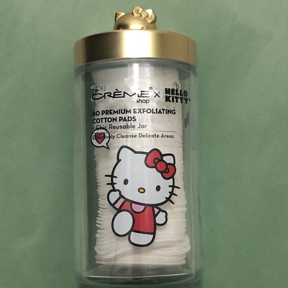 *BRAND NEW* Hello Kitty Reusable Glass Jar with Exfoliating Cotton Pads - Picture 2 of 4